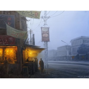Zulfiqar Ali Zulfi, Gawal Mandi Lahore, 30 x 40 inch, Oil on Canvas, Cityscape Painting-AC-ZUZ-039